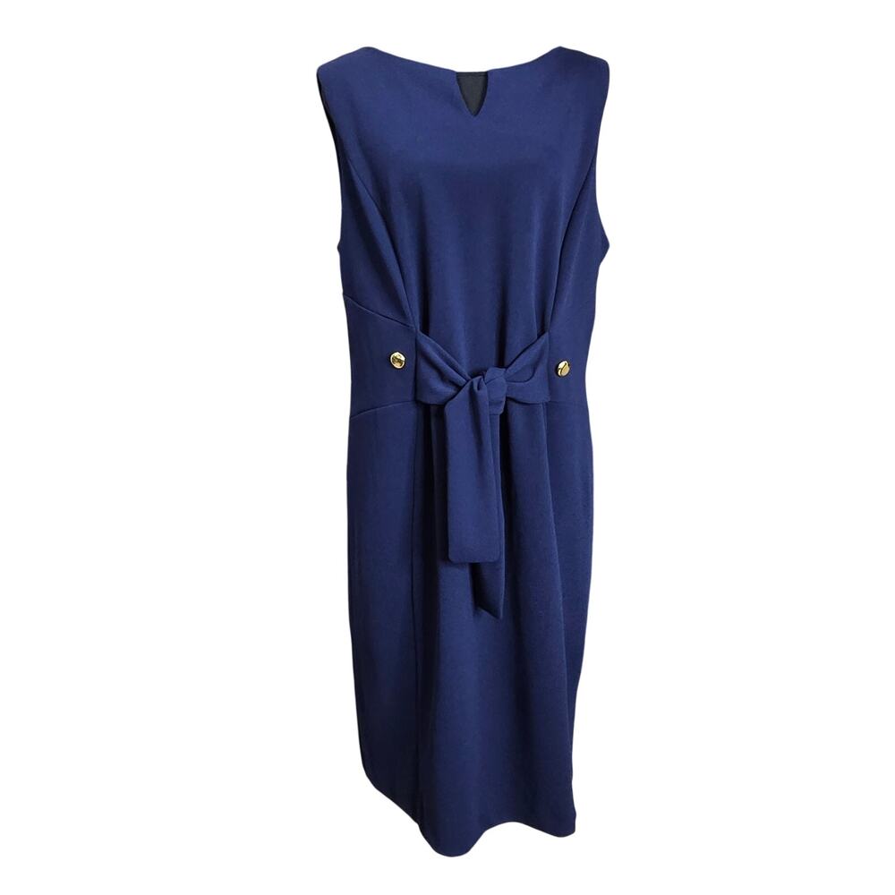 I LE New York Navy Blue Tie Front Dress Sz 14